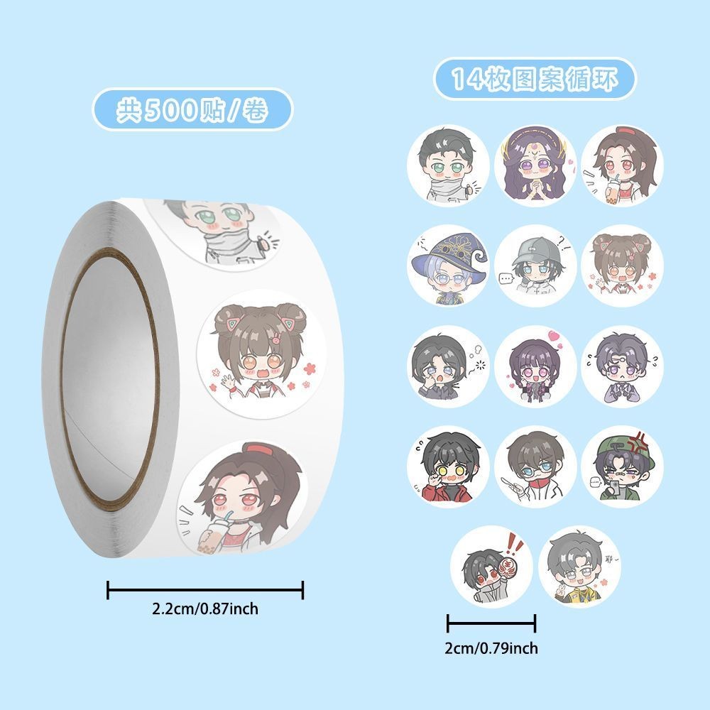 High-value Super Cute God-cutting q-version Small Emoji Roll Stickers Cute Healing Anime Peripheral 