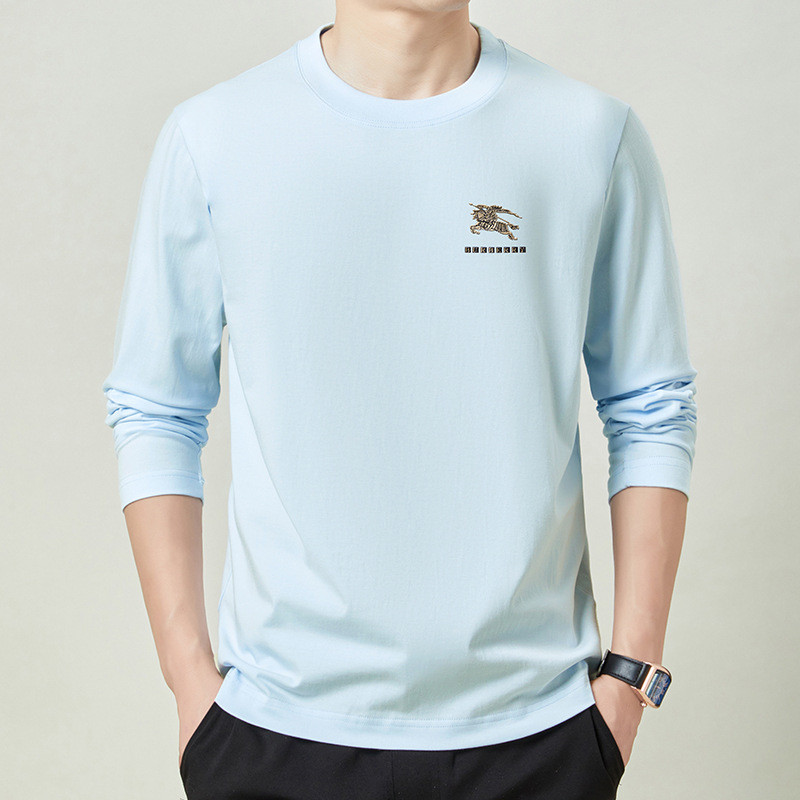 ฤดูใบไม้ผลิฤดูใบไม้ร่วงผู้ชาย 230g100% ผ้าฝ้ายแขนยาวเสื้อยืด Bottoming เสื้อผ้าฝ้ายผู้ชายเสื้อยืดเสื