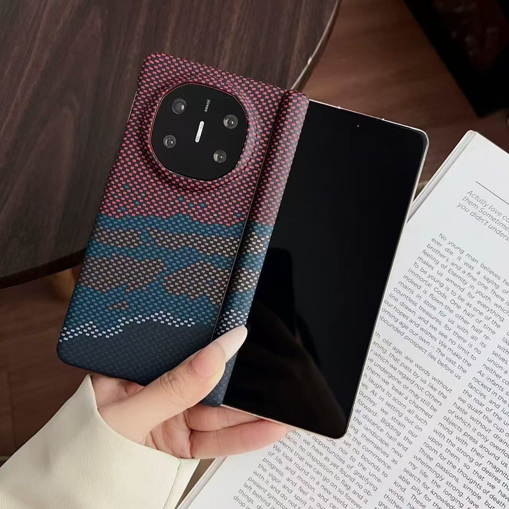 เคสโทรศัพท์คาร์บอนไฟเบอร์แม่เหล็กสําหรับ Huawei mate X3 X5 X6 Frosted Kevlar Grain Ultra-thin PC เคสกันกระแทก