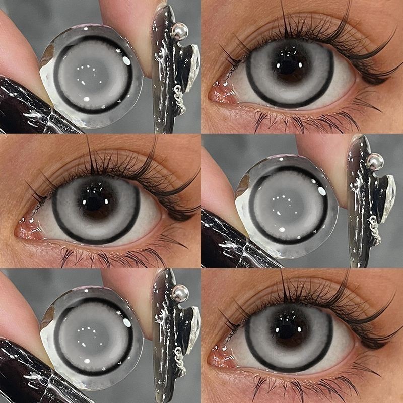 [แนะนําโดยผู้จัดการร้าน] Cold Sensation Comic Eyes Bibab สีเทาคอนแทคเลนส์สไตล์ขายดีขนาดโยนปีเส้นผ่าน