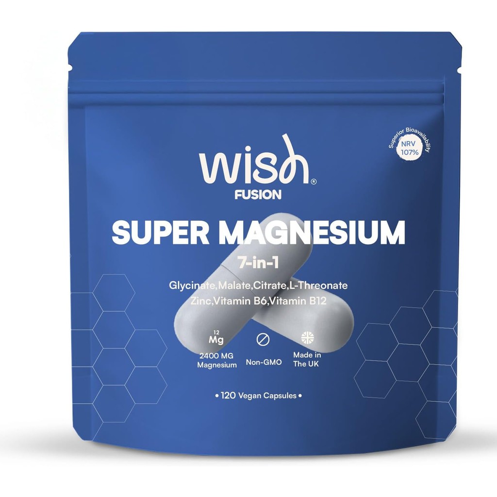 Magnesium Glycinate 7 in 1-2400mg อาหารเสริมแมกนีเซียมรองรับความเครียดบรรเทา นอนหลับสบาย สุขภาพหัวใจ