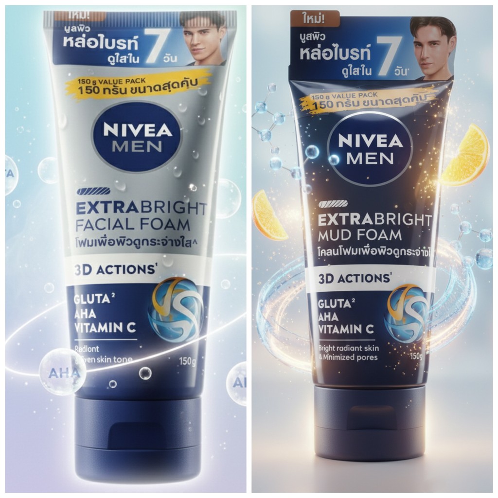 นีเวีย เมน มัดโฟมล้างหน้า เอ็กซ์ตร้า ไวท์ โฟม 150 กรัม พร้อมจัดส่ง NIVEA Men Extra White Foam 150 g