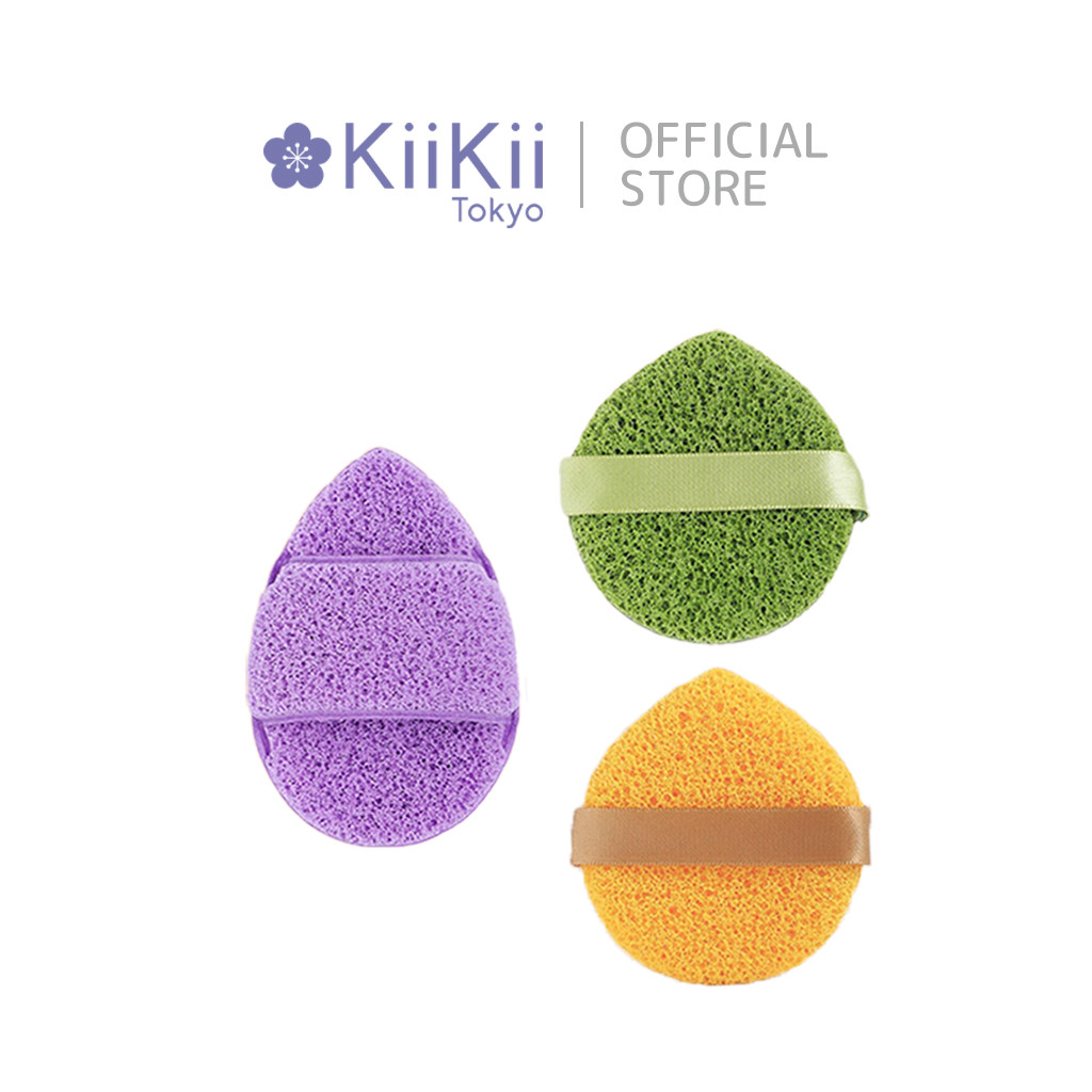 KiiKii ที่ล้างหน้า ฟองน้ํา พัฟล้างหน้า พัฟฟองน้ำล้างหน้า ฟองน้ำล้างเครื่องสำอาง จับถนัดมือ 3pcs