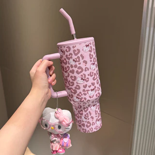 FV3W 40oz ความจุขนาดใหญ่การ์ตูนกระติกน้ําร้อนถ้วย Ice Master Cup ถ้วยกาแฟแบบพกพาพร้อมที่จับ High-Appearance
