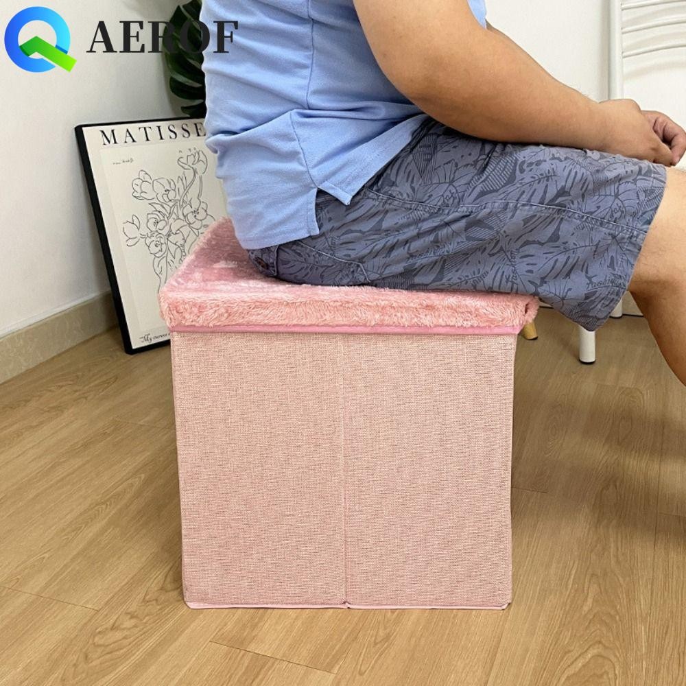 AEROF Storage Ottoman, Space Saving Folding Design Folding Seat Ottoman, Decorative Multi-Functional