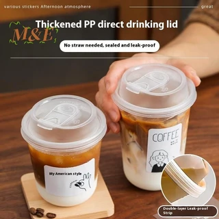 [ม&จ] ถ้วยกาแฟใส 10 ชิ้นพร้อมฝาปิดถ้วยทิ้งรูปตัวยูสําหรับเครื่องดื่มร้อนชานมถ้วยเครื่องดื่ม ซื้อกลับบ้าน [ใหม่]