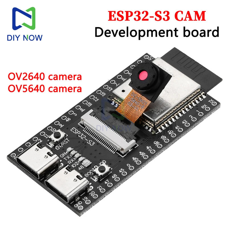 ESP32-S3 CAM บอร์ดพัฒนา WiFi บลูทูธโมดูล onboard ESP32-S3 N16R8 dual TYPE-C OV2640 /OV5640 กล้อง