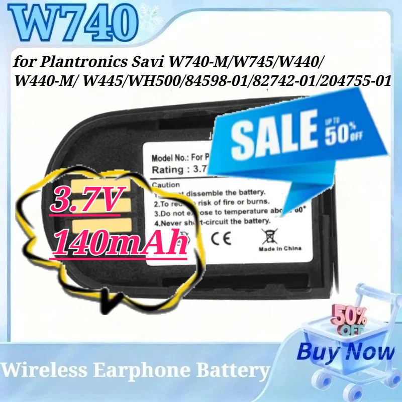 3.7V 140mAh ชุดหูฟังไร้สายแบตเตอรี่สําหรับ Plantronics Savi W740 W740-M W745 W440 W440-M W445 WH500 
