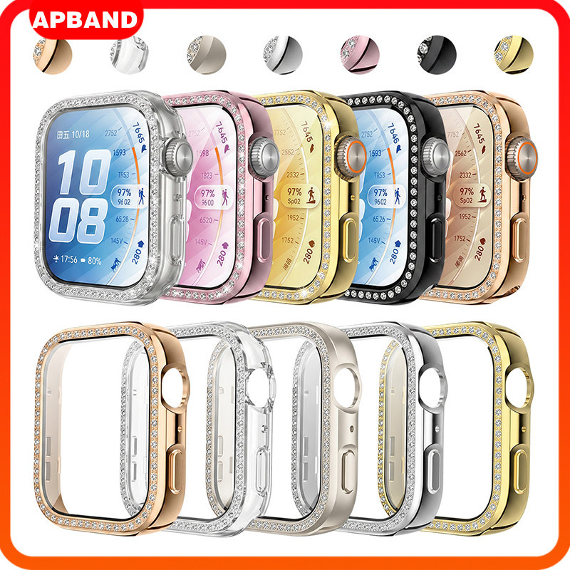 เพชร Bling กระจกนิรภัย PC กรณี for Smartwatch Huawei Watch Fit 5/5 Pro หน้าจอป้องกันฝาครอบกันชนอุปกรณ์เสริม