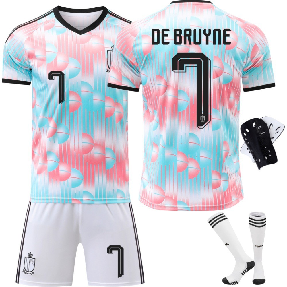 เสื้อฟุตบอลโลก 2026 ทีมชาติเบลเยี่ยม เสื้อเยือน เบอร์7 De Bruyne เบอร์9 Lukaku ผู้ใหญ่และเด็ก
