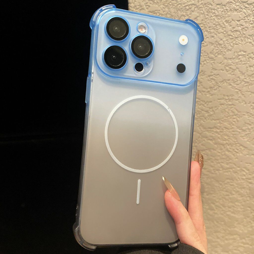 หรูหรา Matte Gradual เปลี่ยนเคสโทรศัพท์แม่เหล็กสําหรับ iPhone 11 12 13 14 15 16 17 Pro Max กันกระแทกกันชนกลับกรณีฝาครอบ