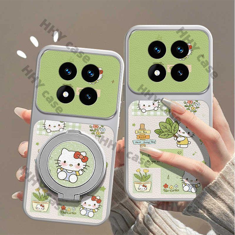 เคส Redmi Note 15 14 5G เคส Redmi Note 15 14 Pro 5G เคส Redmi Note 15 14 Pro Plus 5G กรณีขนาดเล็กFresh Leaf Pomelo Katie Catของแท้หนังโทรศัพท์กรณีขนาดใหญ่Full