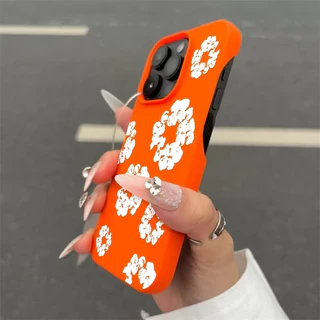 ดอกไม้พิมพ์เหมาะสําหรับ iPhone 12 ProMax เคสครึ่งฝาครอบ 16 Pro Max 14 11 Pro 15 Pro 17 13 XR 17 ProMax กันกระแทก Soft Scratch-Resistant Case