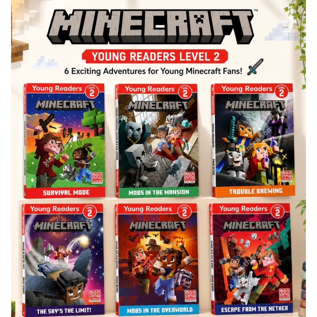 📚 ชุดอ่านเสริมภาษาอังกฤษ  Minecraft Young Readers Level 2 - ชุด 6 เล่ม