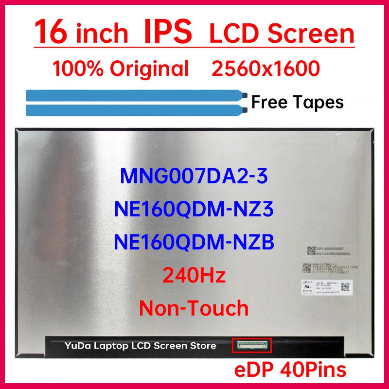 16 "240Hz หน้าจอ LCD NE160QDM-NZB MNG007DA2-3 สําหรับ Lenovo Legion Pro 5 16ADR10 16IAX10 16IRX10 16