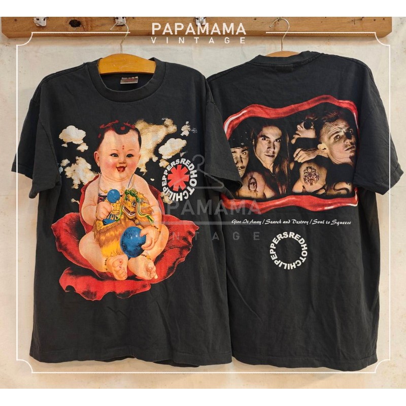 REDHOT CHILLI PEPPERS เด็กจีน Bio washed เสื้อทัวร์ วงร๊อค วินเทจ papamama vintage shirt