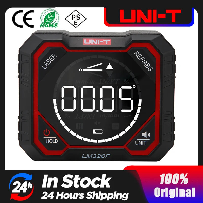 UNI-T LM320 เครื่องวัดเทวดาแบบดิจิตอล Inclinometer 4*90° ด้วยการวัดมุมสัมบูรณ์ % MM/M IN/FT Magnetic
