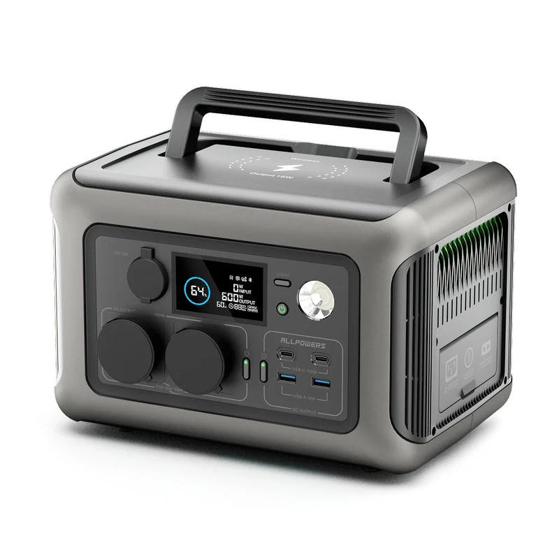 ALLPOWERS R600 สถานีไฟฟ้าแบบพกพา 299Wh LiFePo04 แบตเตอรี่ 600W (1200W Surge) เอาต์พุต AC สําหรับกลาง