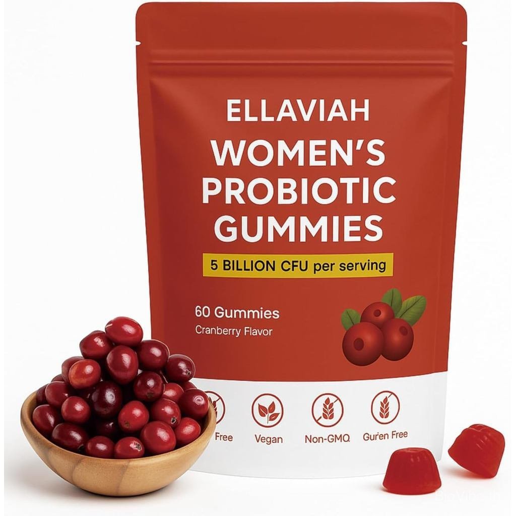 Womens Probiotic Kombucha Gummies with Cranberry Makeup Prebiotic Fiber – 5 Bil CFU combed Original 