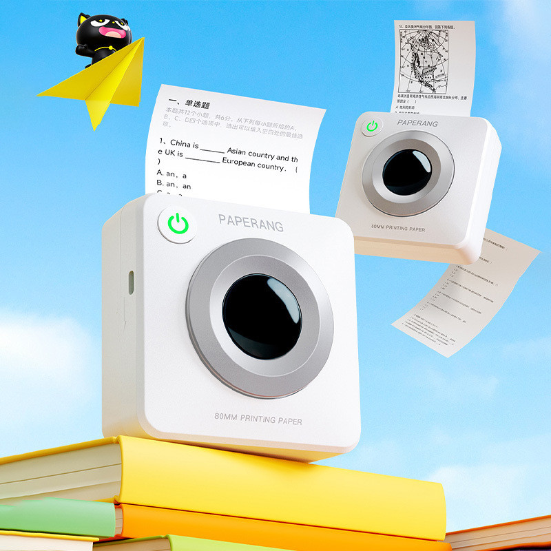 Meow Machine P3S Dual ขนาด Ultra-Clear คําถามผิดสแกนบลูทูธมินิแบบพกพาความร้อน Inkless การพิมพ์