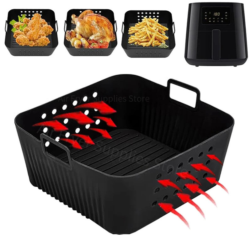 Square Air Fryer ซิลิโคนสําหรับ Ninja AF140 AF180 ตะกร้าทอดอากาศแบบใช้ซ้ําได้สําหรับ Philips HD9270 
