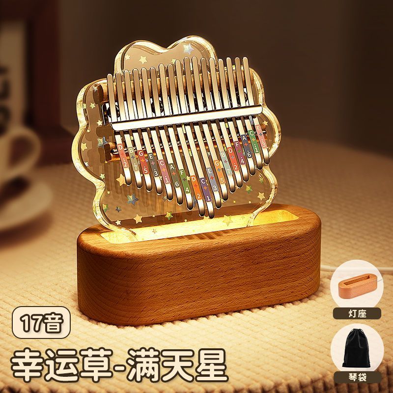21-Tone Thumb Piano, Crystal-Transparent Kalimba, 17 Keys, Portable, Beginner’s Finger Piano Toy, Pe