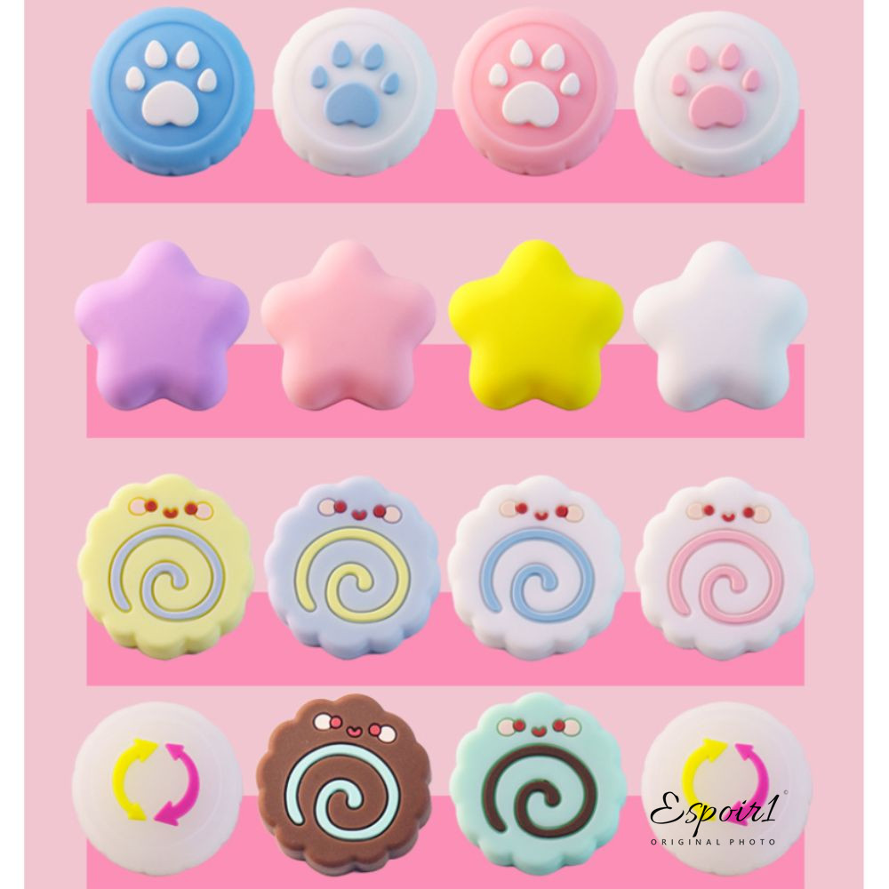 ESPOIR1 4 ชิ้นฝาครอบลูกบิด,ลื่น Star จอยสติ๊กหมวก, Kawaii ซิลิโคนแมวจอยสติ๊ก Protector Rocker หมวกสําหรับ Tamagotchi Paradise อุปกรณ์เสริม
