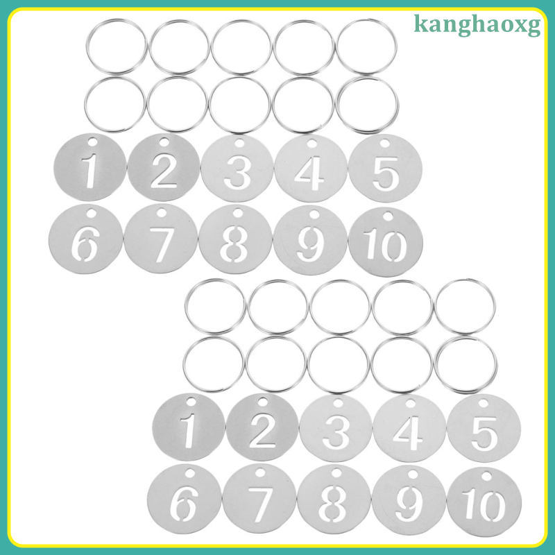 💍 2ชุด ป้ายเลขเหล็กสแตนเลสกลม ตัวเลขรูสำหรับติดกุญแจ ทนทาน สีเงิน