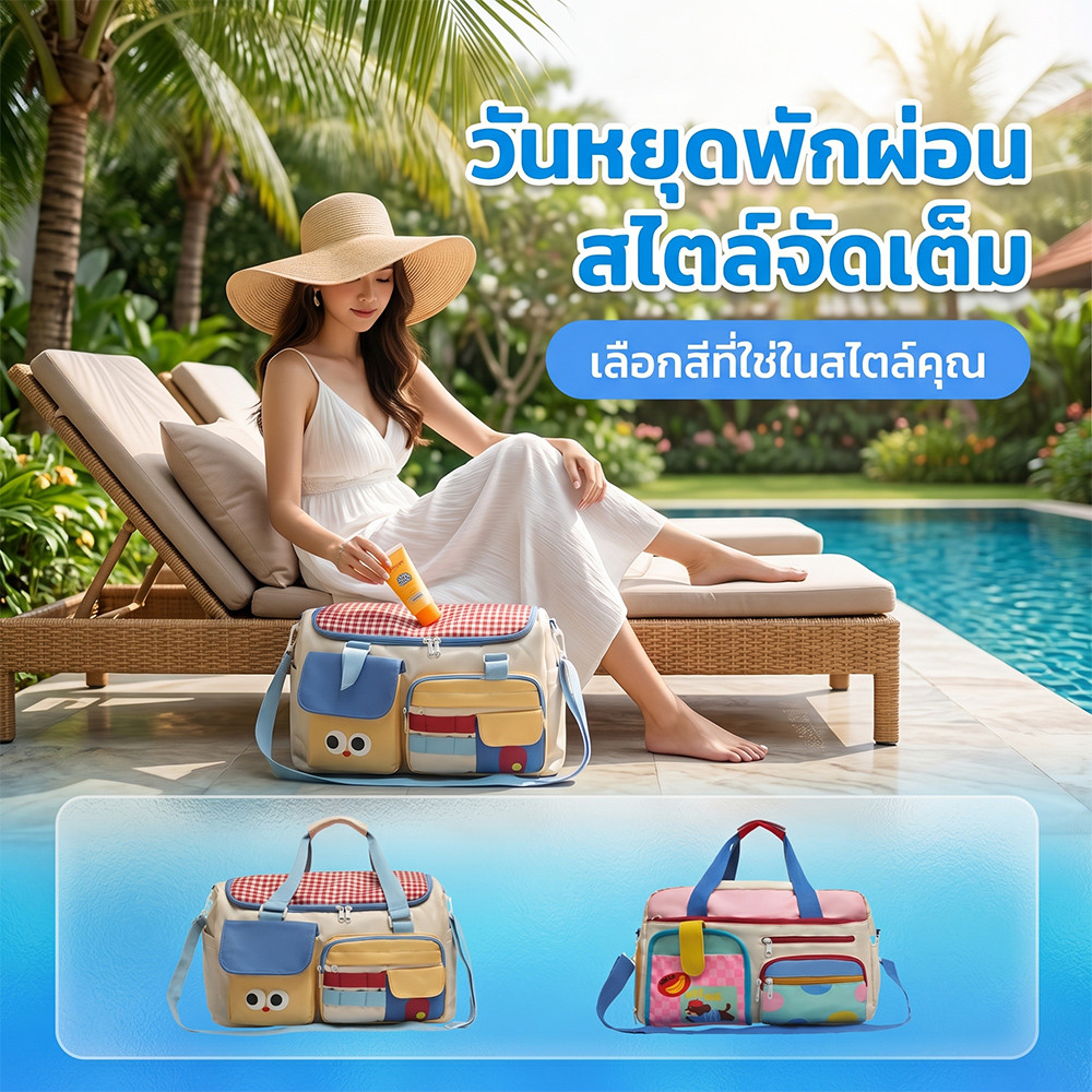 กระเป๋าเดินทางอเนกประสงค์ ดีไซน์การ์ตูนน่ารัก ความจุใหญ่ รูปที่ 8