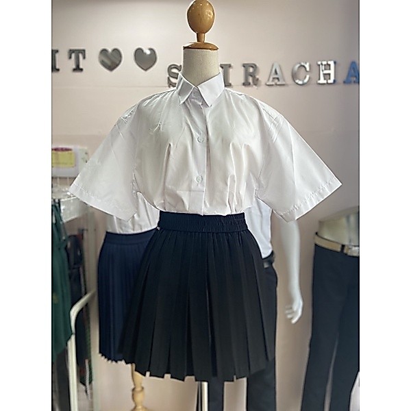 เสื้อนิสิตหญิงทรงบอย ไม่เว้าเอว