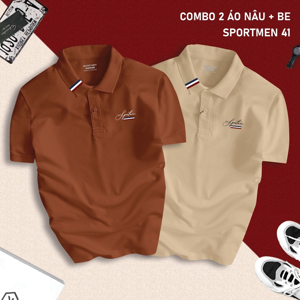 Combo 2 เสื้อโปโล SPORTMEN 41 4-Way ผ้าจระเข้ Regular-fit Unisex Dynamic Cool Menswear พร้อมคอปกแขนส