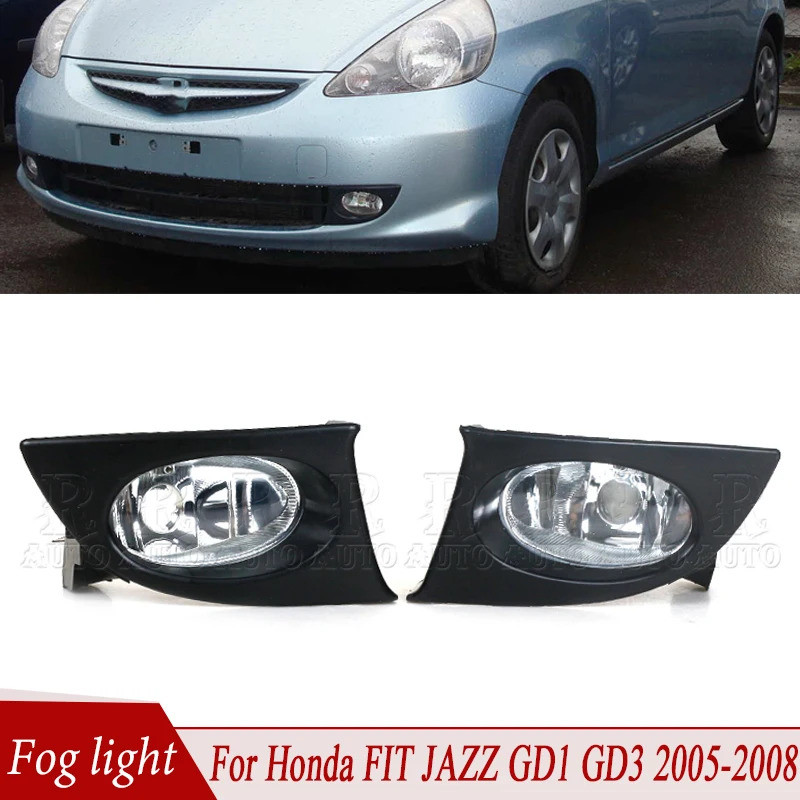 R-AUTO กันชนหน้าไฟตัดหมอกไฟตัดหมอกไม่มีหลอดไฟรถจัดแต่งทรงผมสําหรับ HONDA FIT JAZZ GD1 GD3 2005 2006 