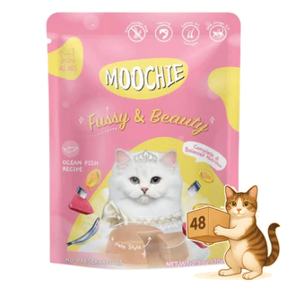 (ยกลัง 48 ซอง) Moochie มูชี่ อาหารเปียกแมว รวมสูตร ไม่เติมเกลือ หลายรส เปียกแมว ขนาด 70-85g