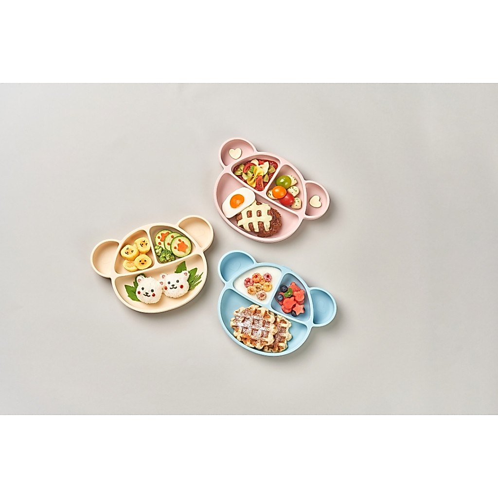 Grosmimi จานซิลิโคนฐานดูด พร้อมฝาปิดซิลิโคน Little Silicone Suction Food Plate สำหรับเด็กอายุ 6 เดือนขึ้นไป