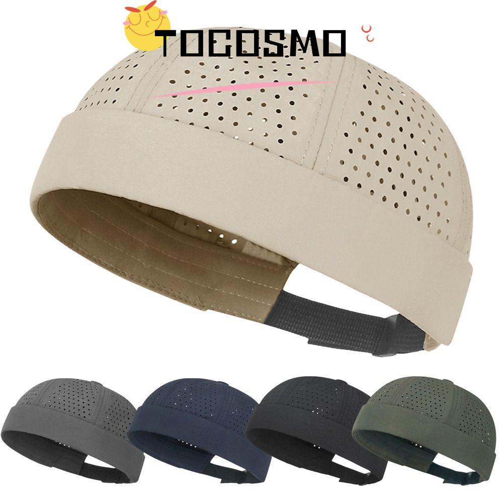 TOCOSMO หมวก Skullies ไม่มีปีก, หมวกบีนนี่แบบปรับได้ตาข่าย, หมวก Docker สีทึบระบายอากาศได้สบาย ๆ