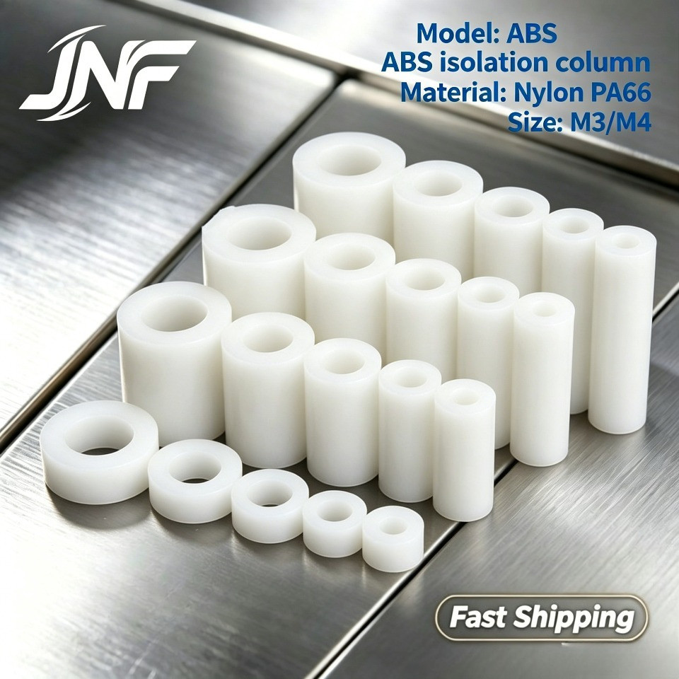 คอลัมน์เว้นระยะ ABS สีขาว 3/4มม. ปลอกไนลอนฉนวนแผ่นพีซี 【JNF-MC】