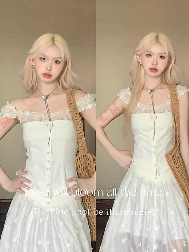 Shanmieleng แฟชั ่ นสไตล ์ ตะวันตกกระโปรงสูทผู ้ หญิงฤดูร ้ อนขนาดเล ็ กลดอายุสลิงกระโปรงด ้ านบนชุดสูทสองชิ ้ น