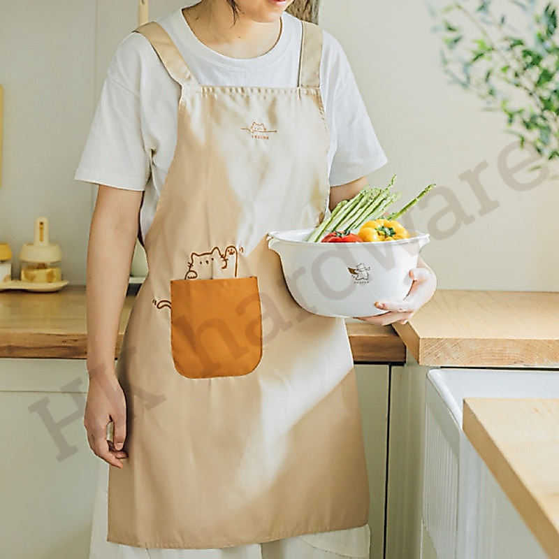 ผ้ากันเปื้อนลายแมว ยี่ห้อ SHUEHO ลายปักรูปแมว คิ้วท์มากๆ