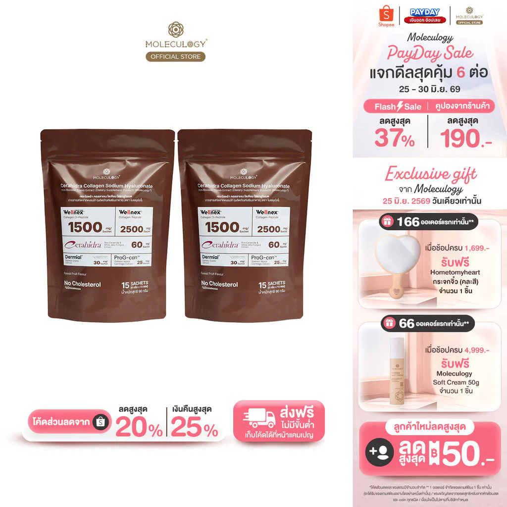 Moleculogy [Set 2,4,6,8 ชิ้น] CeraHidra Collagen (15ซอง/แพ็ค) - รูปที่ 1