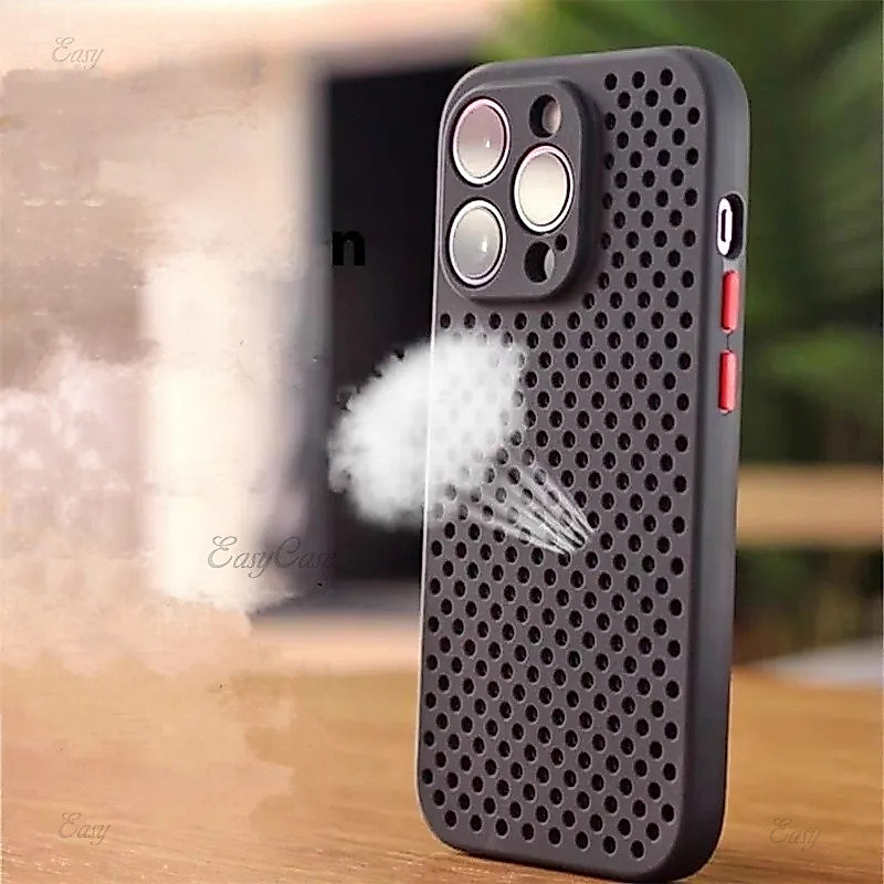 การกระจายความร้อนเคสระบายความร้อนระบายอากาศสําหรับ iPhone 16 15 14 Plus 13 12 Pro Max ฝาครอบซิลิโคนอ่อนนุ่ม