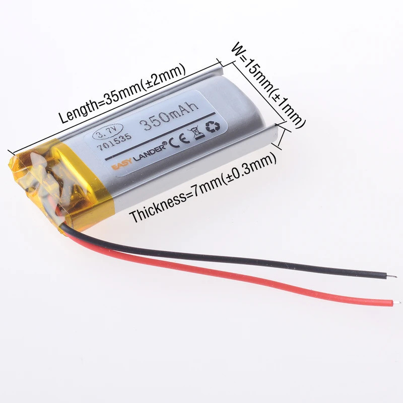 3.7V 751535 701535 350มะห์ 751635 แบตเตอรี่ Li-ion Polymer แบตเตอรี่ลิเธียม Lipo แบบชาร์จไฟได้สําหรั