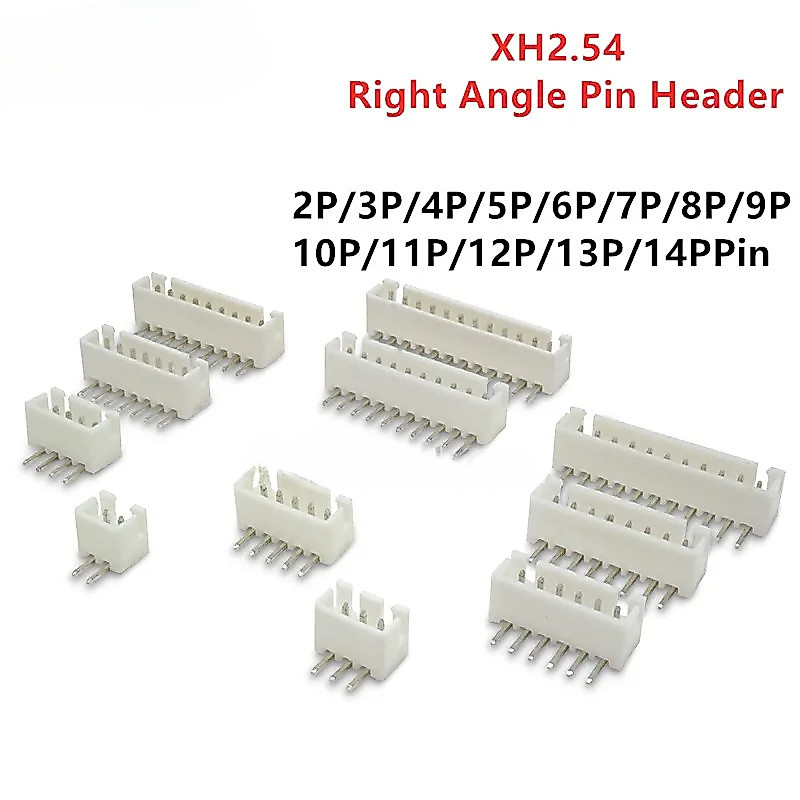 50 ชิ้น/ล็อต XH2.54 มุมขวา Pin Header Connector 2P 3P 4P 5P 6P 7P 8P 9P 10P 11P 12P 13P 14P 2.54 มม.P Pitch สําหรับ PCB รถ XH2.54 มม.