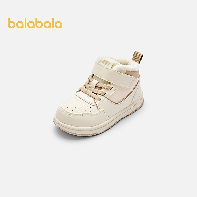 Balabala รองเท้าหัดเดินเด็กอ่อน รุ่นปี 2025 รองเท้าผ้าใบหุ้มข้อ บุขนแกะนุ่ม พื้นนิ่มน้ำหนักเบา กันลื่นและระบายอากาศได้ดี เหมาะสำหรับฤดูหนาวและใส่ออกนอกบ้าน