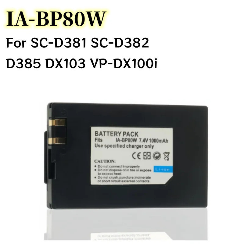 ใหม่ IA-BP80W แบตเตอรี่กล้อง BP80W IA-BP80W Li-ion แบตเตอรี่กล้องสําหรับ SC-D381 SC-D382 D385 DX103 