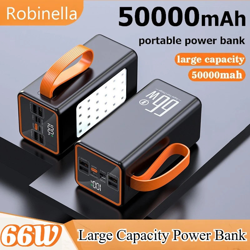 50000mAh Power Bank ความจุขนาดใหญ่ที่มีประสิทธิภาพภายนอกแบตเตอรี่สํารอง Fast Charging 30000mAh แบบพก