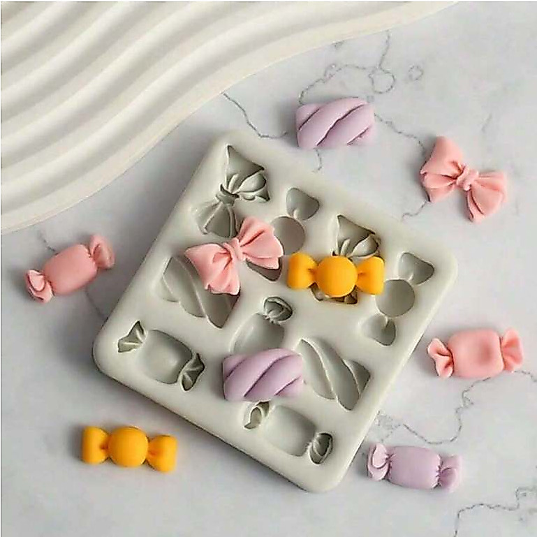 แม่พิมพ์ซิลิโคนโบว์และลูกอม 1 ชิ้น - DIY ช็อคโกแลต, ไอศกรีมและของตกแต่งหัตถกรรม - เหมาะสําหรับผู้ที่ชื่นชอบการอบและคนรัก DIY