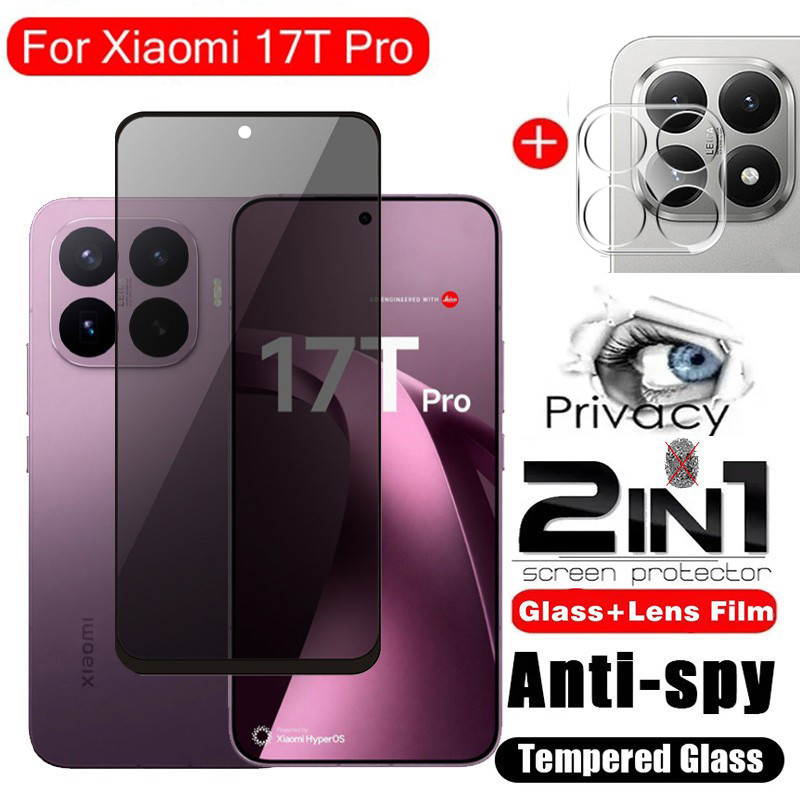 2in1 ความเป็นส่วนตัวกระจกนิรภัยสําหรับ Xiaomi 17T 17TPro Mi17TPro 5G 9H กระจกส่วนตัวป้องกันหน้าจอสําหรับ Mi17T 033