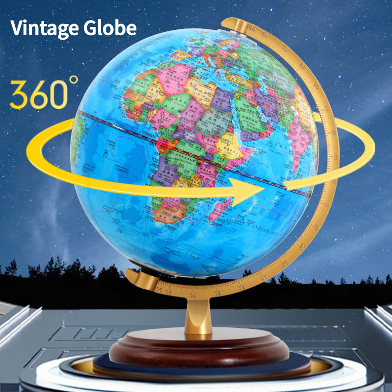 20/25/32 ซม.VINTAGE LED Light Globe World Earth ฐานไม้ภูมิศาสตร์ของเล่นเพื่อการศึกษา Luminous การสอน Globe Desktop Decor