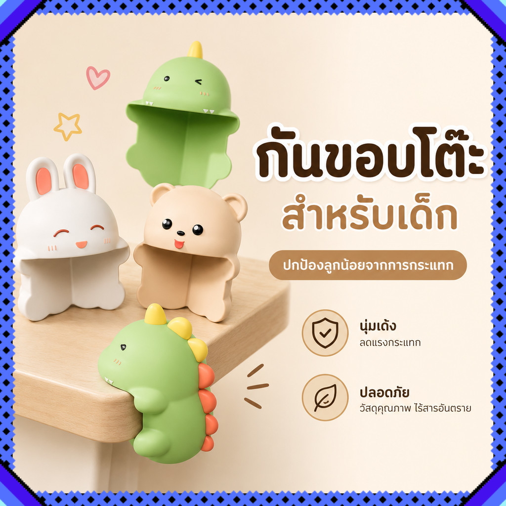 ยางกันกระแทกมุมโต๊ะ ลายสัตว์น่ารัก ซิลิโคนนิ่ม กันชนขอบโต๊ะ ปลอดภัยสำหรับเด็ก พร้อมส่งไทย