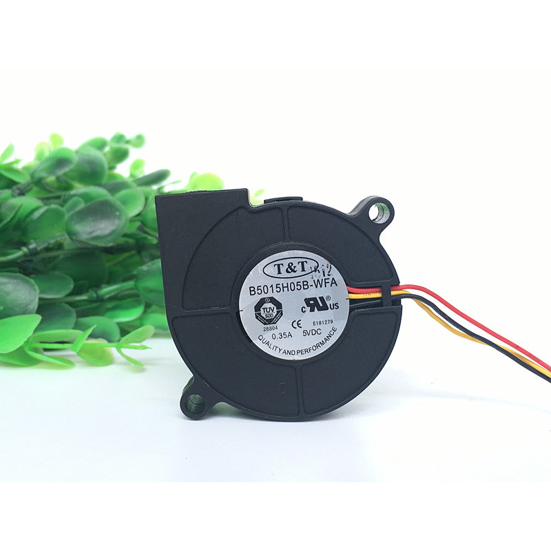 T & T 5 ซม.5015 5V0.35A B5015H05B-WFA 3 สาย Double Ball Turbo พัดลม